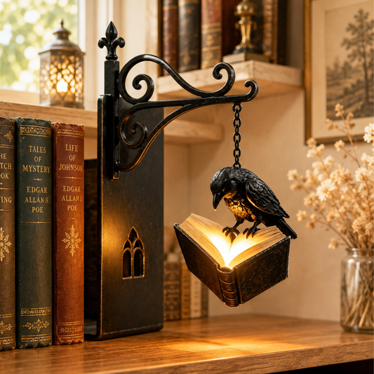 Gothic Bookshelf Lantern – Halloween Book Nook Light Spooky Reading Decor