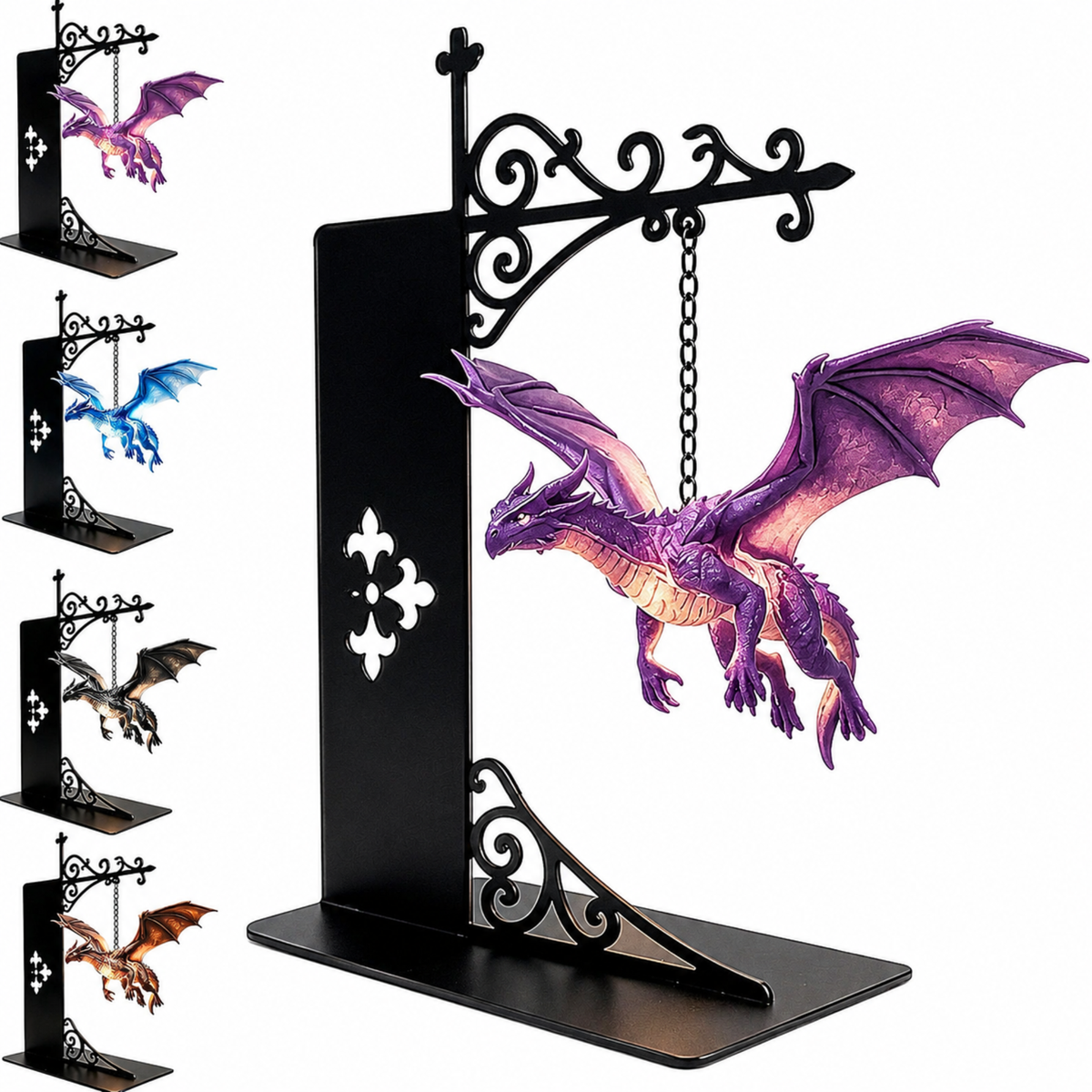 Dragon Bookshelf Lamp, Gothic LED Night Light, Fantasy Book Nook Decor