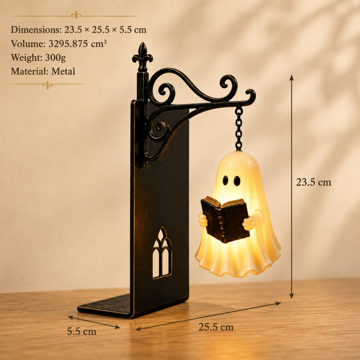 Gothic Bookshelf Lantern – Halloween Book Nook Light Spooky Reading Decor