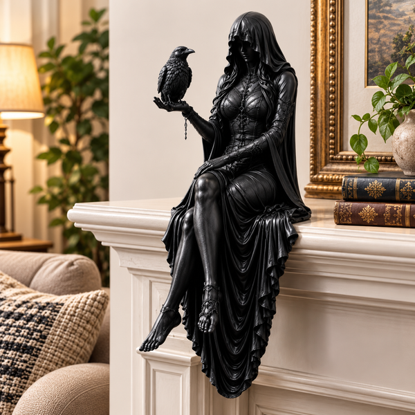# Gothic Raven Perched Statue – Dark Fantasy Gothic Decor