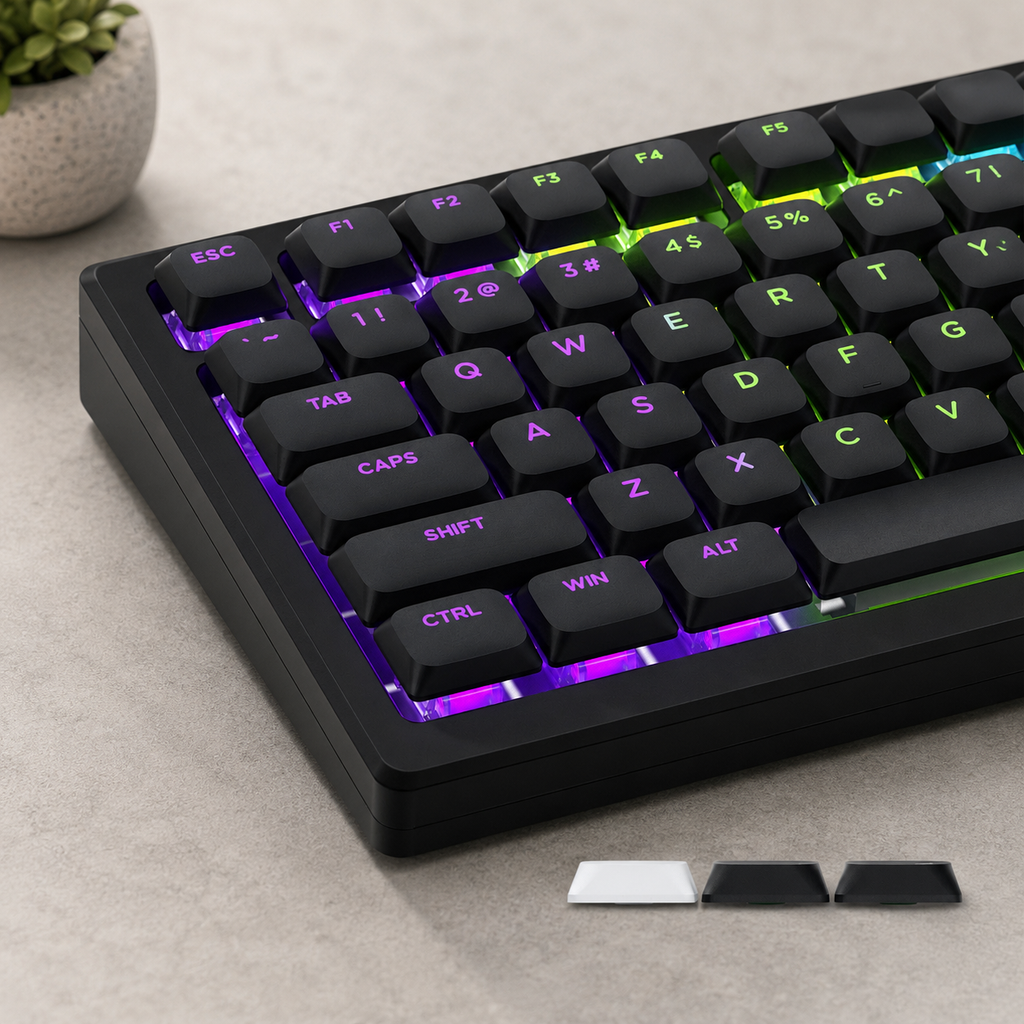 SwitchForge Minimalist Black & White Custom PBT Keycap Set (139-Key, OEM Profile)