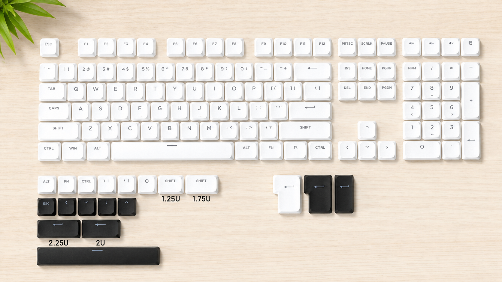 SwitchForge Minimalist Black & White Custom PBT Keycap Set (139-Key, OEM Profile)
