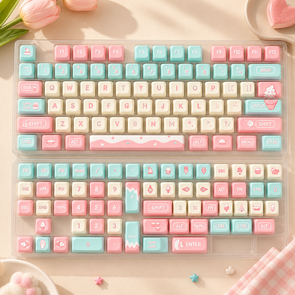 SwitchForge Pastel Ice Cream Custom PBT Keycap Set (Cherry Profile)