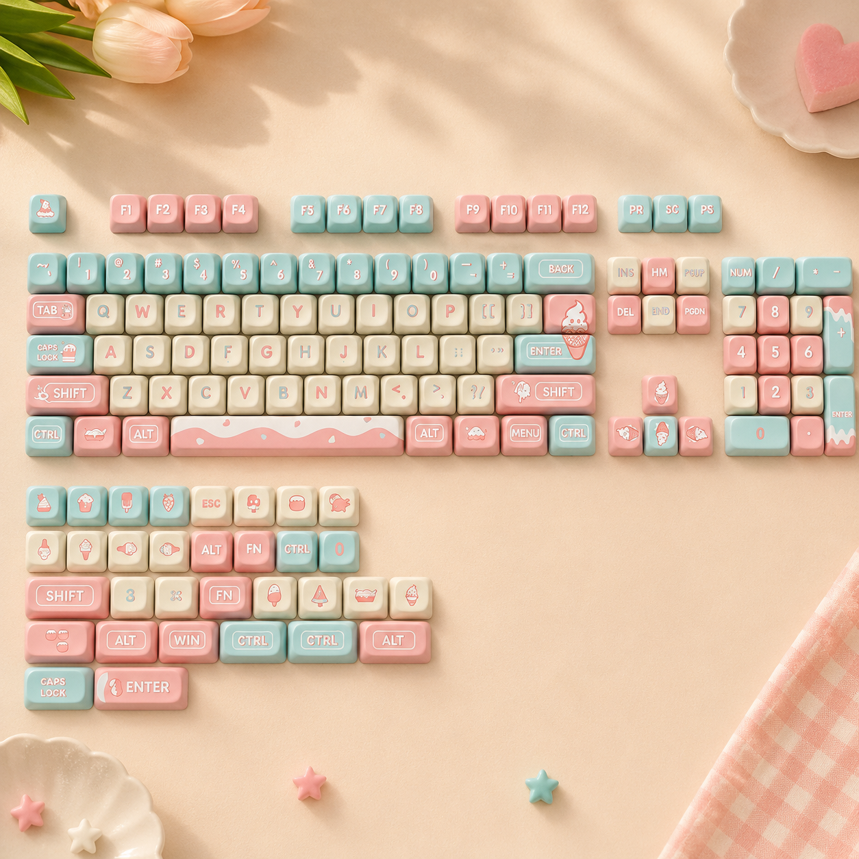SwitchForge Pastel Ice Cream Custom PBT Keycap Set (Cherry Profile)