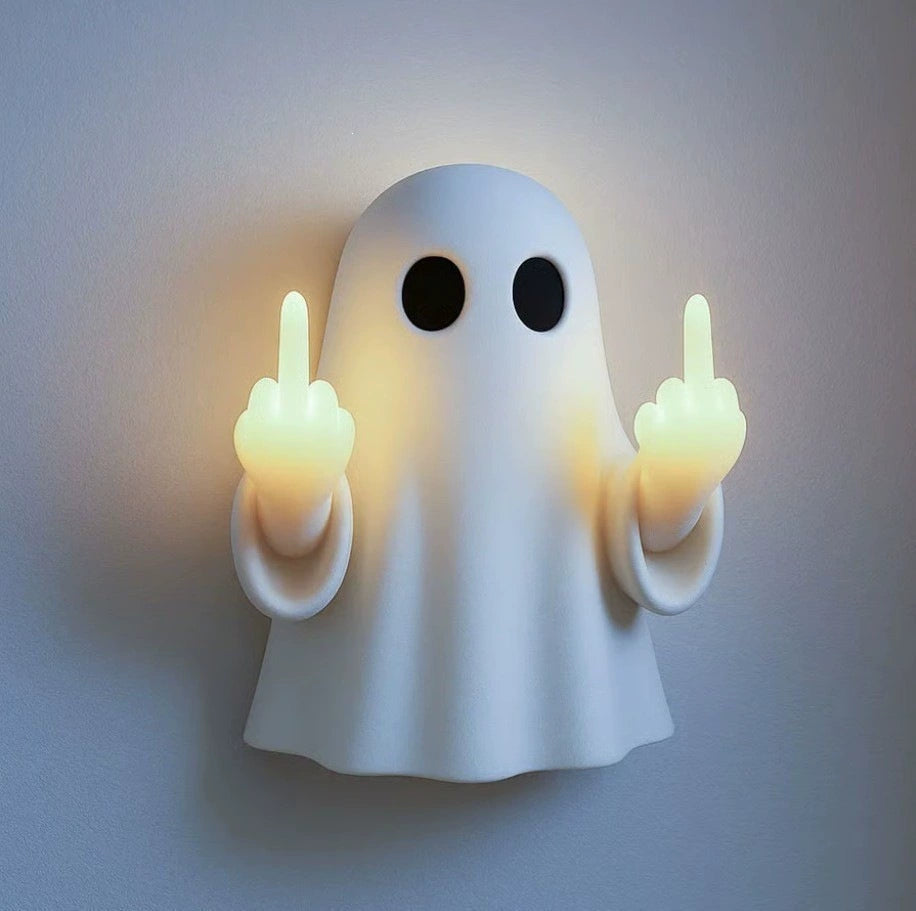 Halloween Ghost LED Night Light – Middle Finger Spooky Decorative Glow Lamp