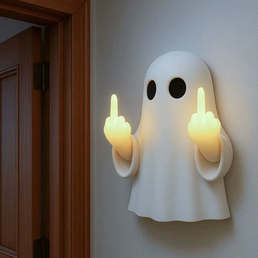 Halloween Ghost LED Night Light – Middle Finger Spooky Decorative Glow Lamp