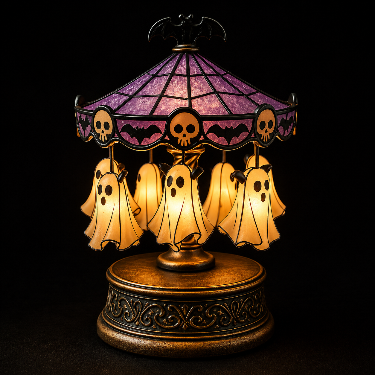 Halloween Ghost Carousel Light – Spooky LED Decorative Night Lamp